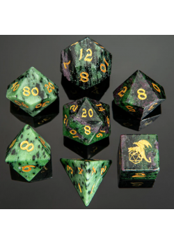 Dragon's Hoard Gemstone Dice - Ruby in Zoisite